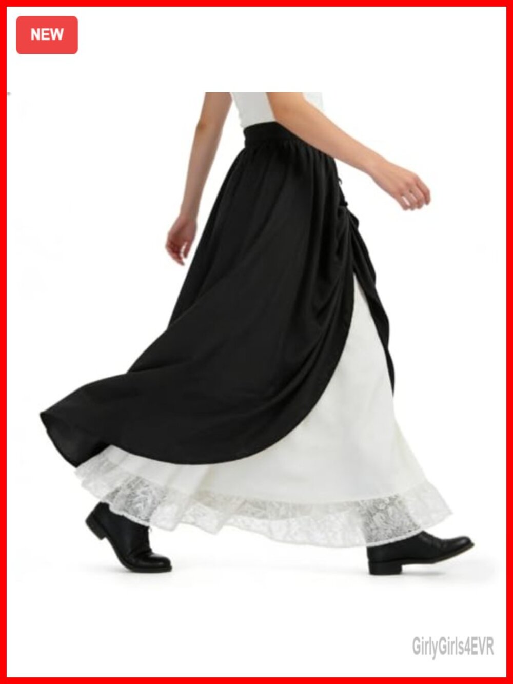 Renaissance Maxi Skirt Double-Layer A-Line Ruffle Hem High Waist